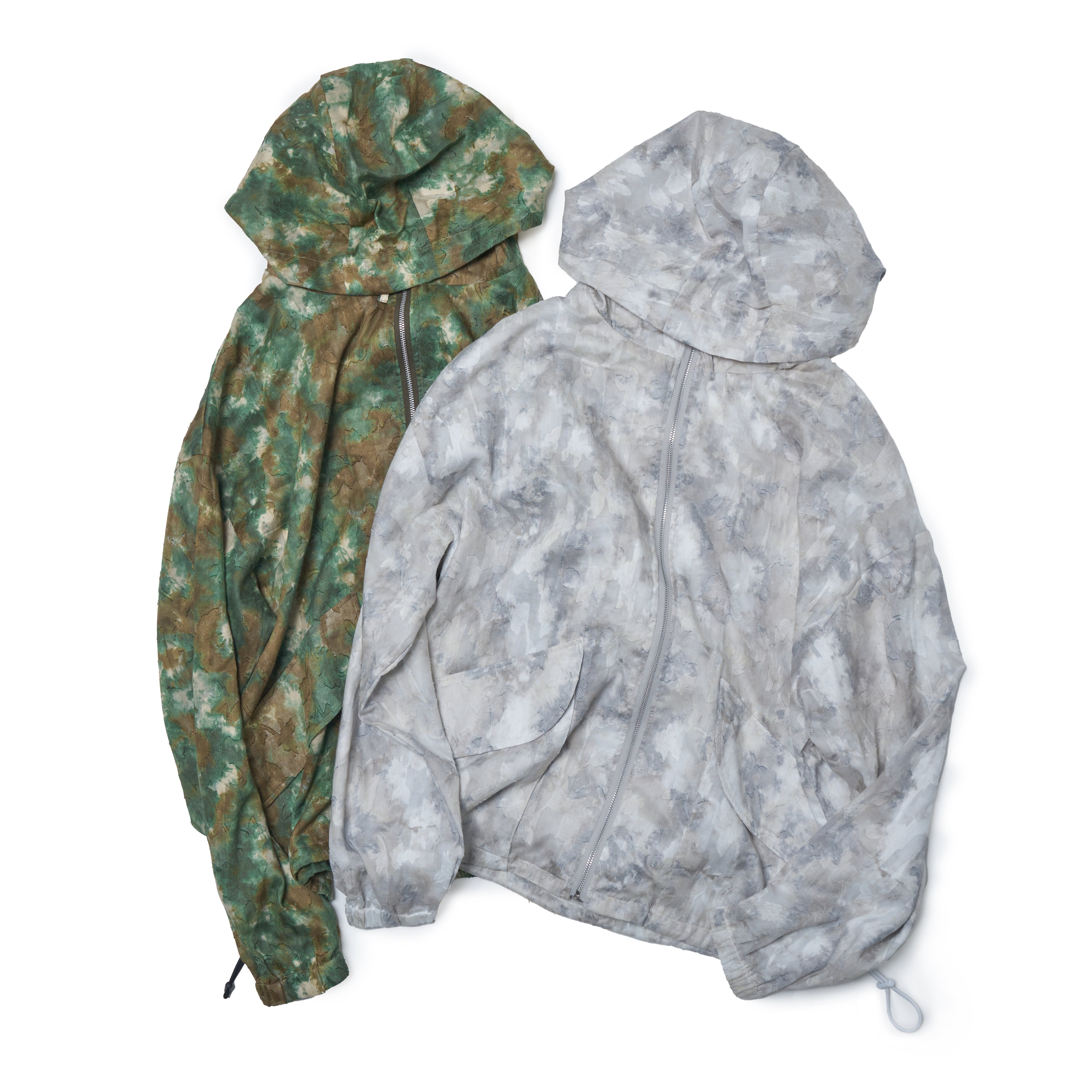 2025 summer] EFFECTEN / Flower jacquard tie-dye sheer zip