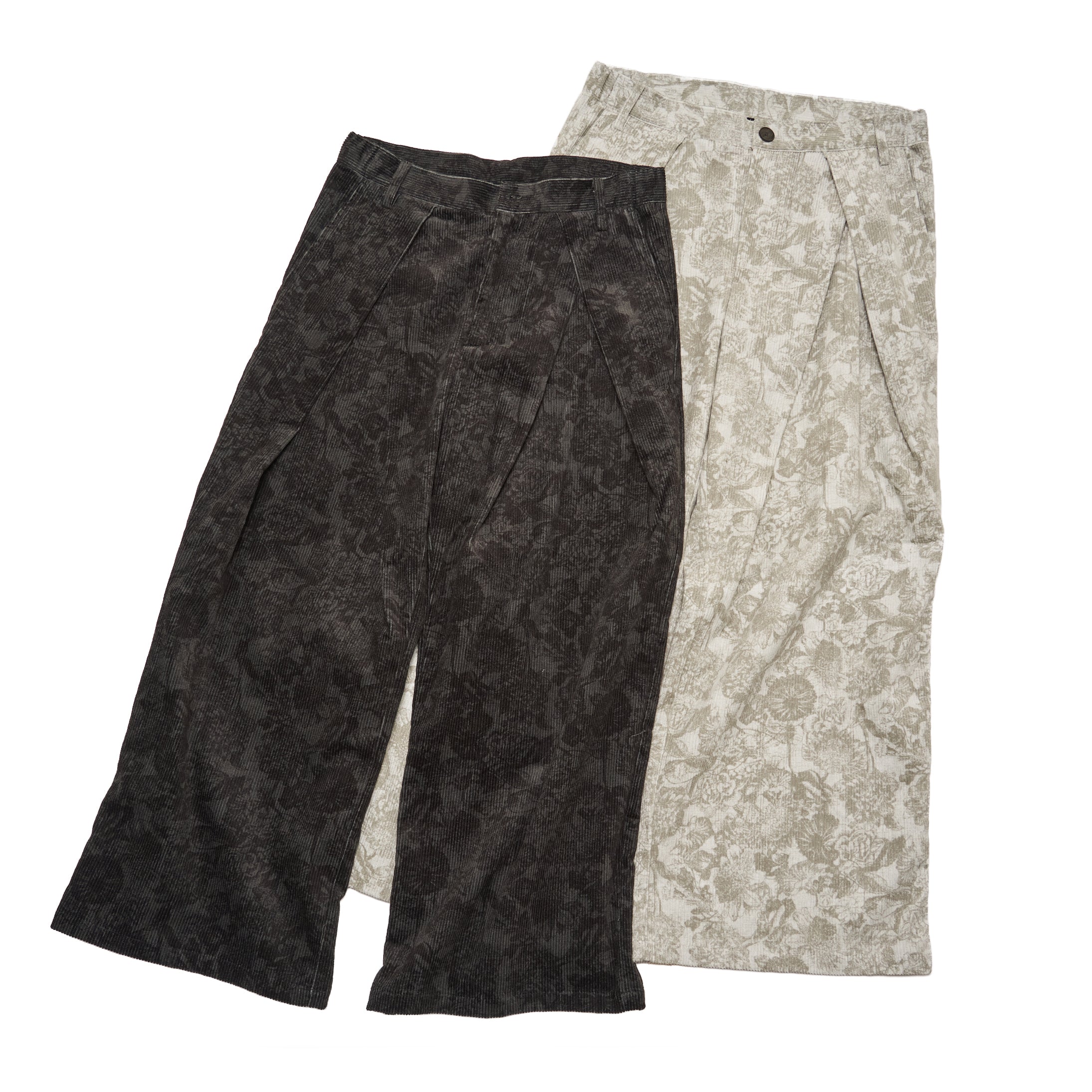 CLORE＋クロレ　フワモチパンツ　エクリュ crie conforto スラックス パンツ ブラーフラワープリントパンツ