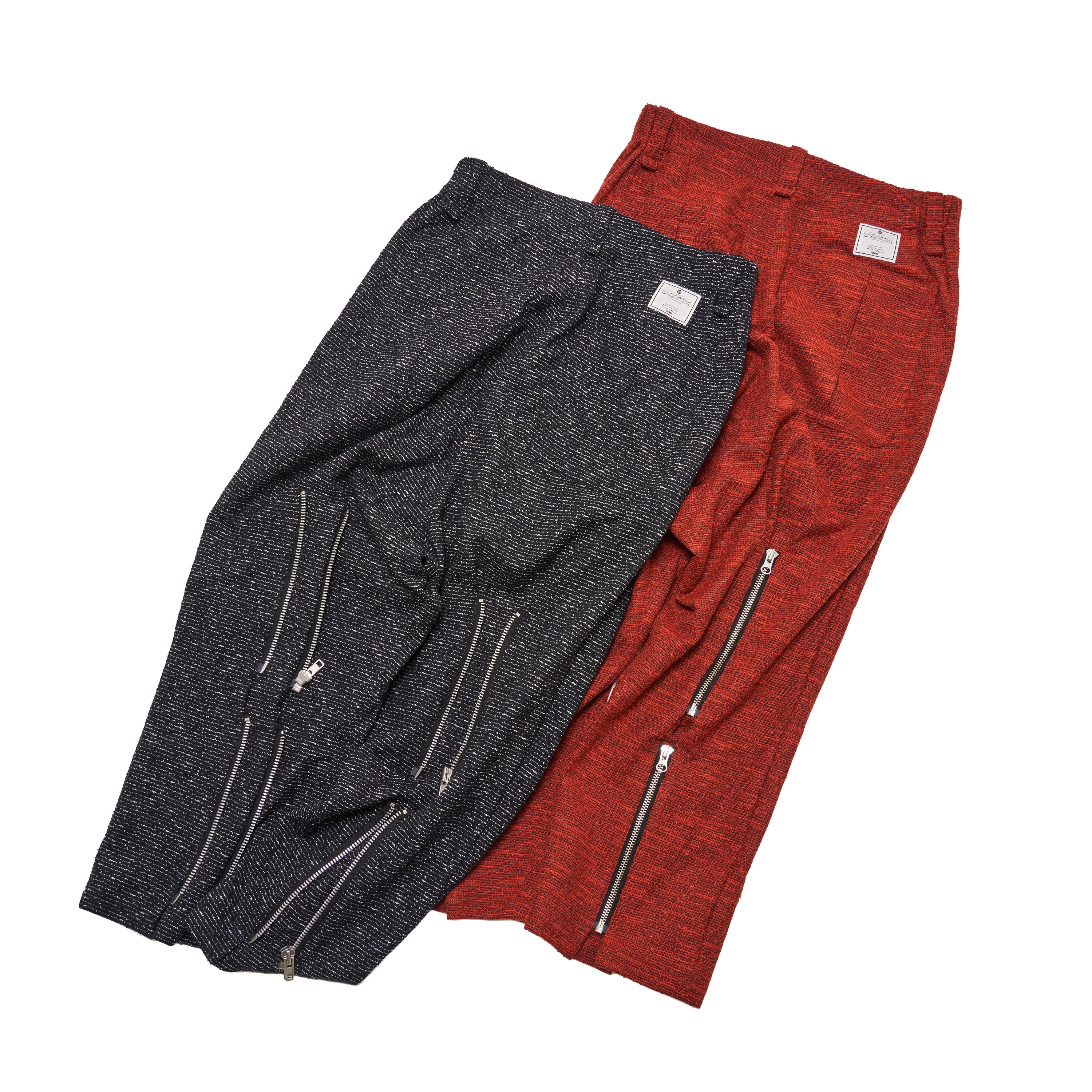 2025 AW] EFFECTEN / Nubby tweed bondage wide pants – utility