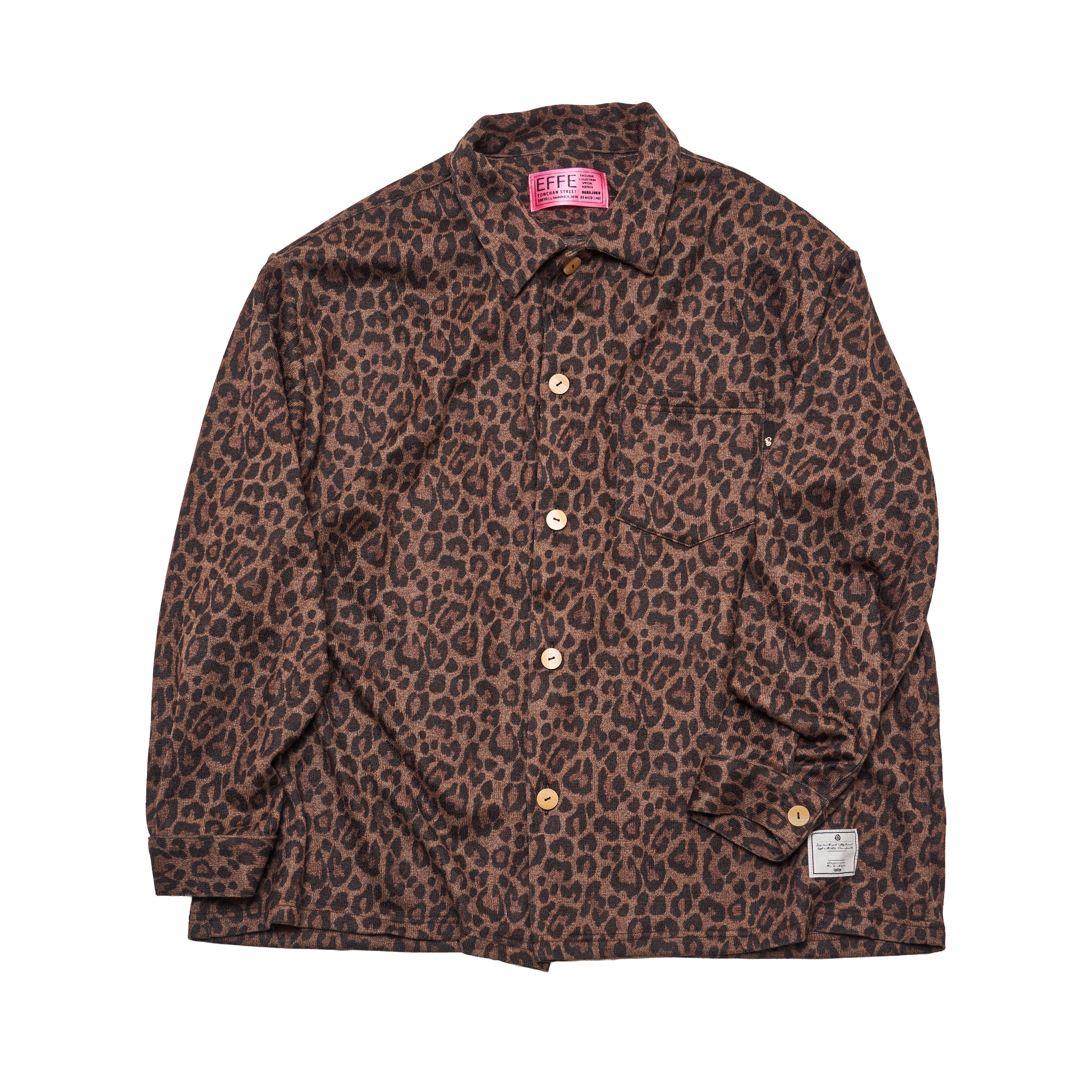 2025 AW] EFFECTEN / Smooth velour wide shirts (Leopard