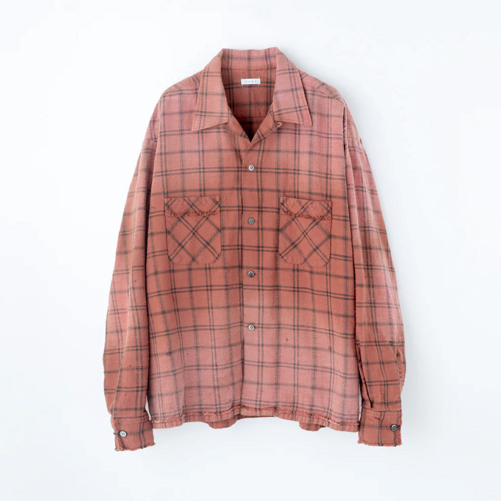 Name. / COTTON FLANNEL PLAID OPEN COLLAR SHIRT : DISTRESSED