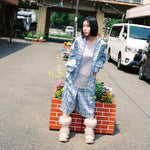 [2025 summer] EFFECTEN / Distorted check wide cargo short pants