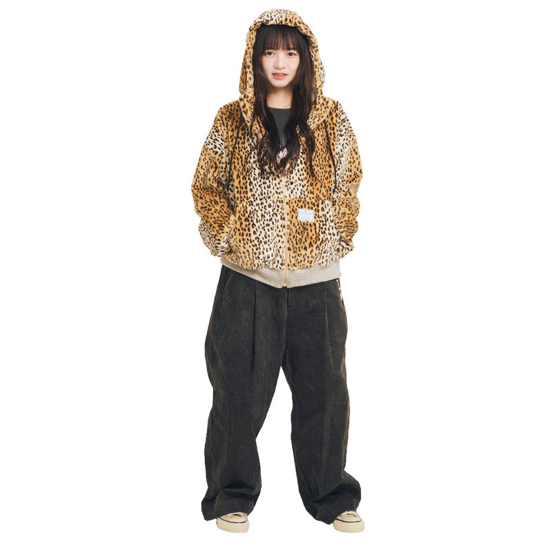 2026NewYear Limited] EFFECTEN / Leopard zip Hoodie – utility