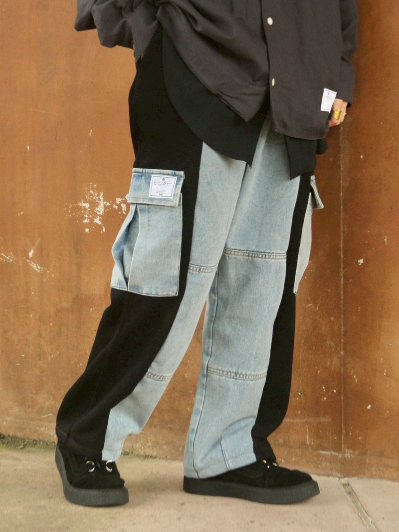 [2025G.W limited]U-BY EFFECTEN(ユーバイ エフェクテン)  × muku by SAICA  docking denim sweat cargo pants  type2