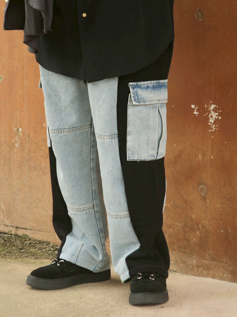 [2025G.W limited]U-BY EFFECTEN(ユーバイ エフェクテン)  × muku by SAICA  docking denim sweat cargo pants  type2