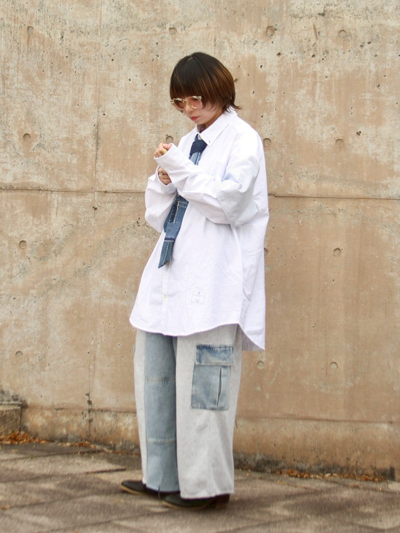 [2025G.W limited]U-BY EFFECTEN(ユーバイ エフェクテン)  × muku by SAICA  docking denim sweat cargo pants  type1