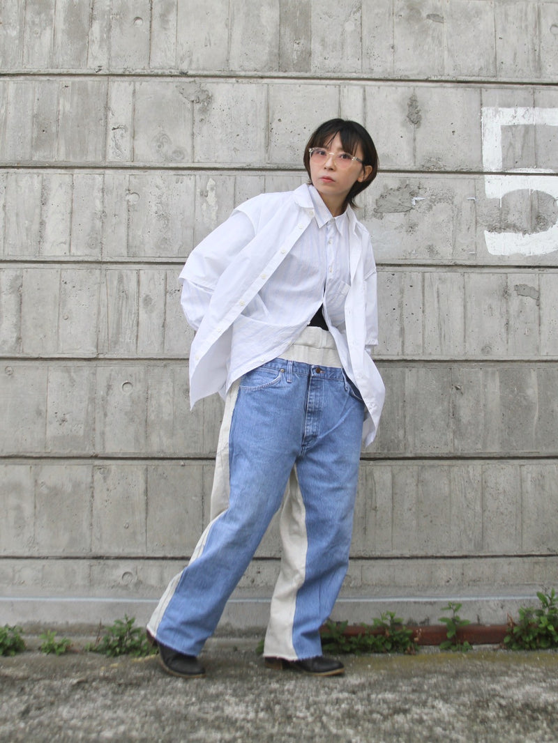 [2025G.W limited]U-BY EFFECTEN(ユーバイ エフェクテン)  × muku by SAICA  docking denim sweat EZ pants  type1