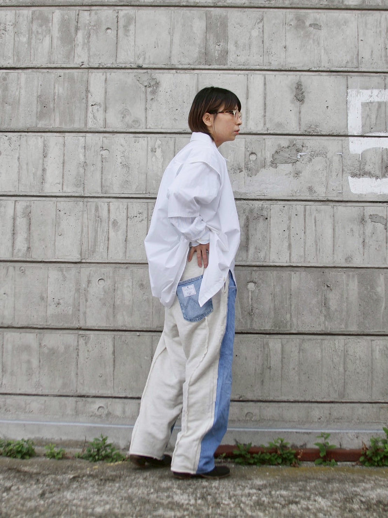 [2025G.W limited]U-BY EFFECTEN(ユーバイ エフェクテン)  × muku by SAICA  docking denim sweat EZ pants  type1