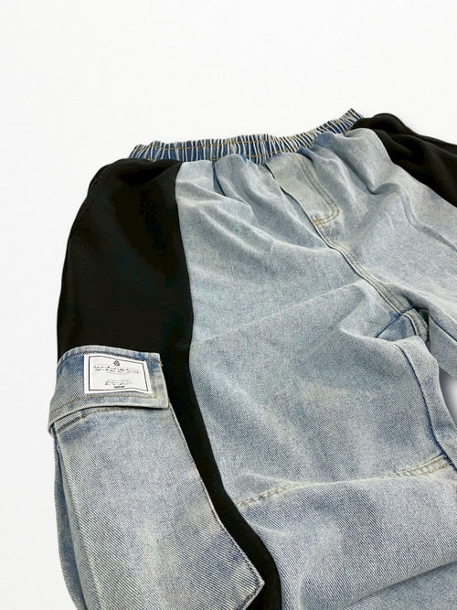 [2025G.W limited]U-BY EFFECTEN(ユーバイ エフェクテン)  × muku by SAICA  docking denim sweat cargo pants  type2