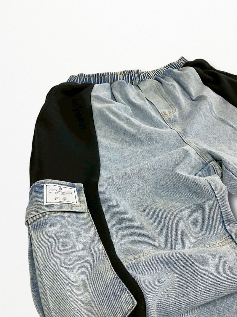 [2025G.W limited]U-BY EFFECTEN(ユーバイ エフェクテン)  × muku by SAICA  docking denim sweat cargo pants  type2