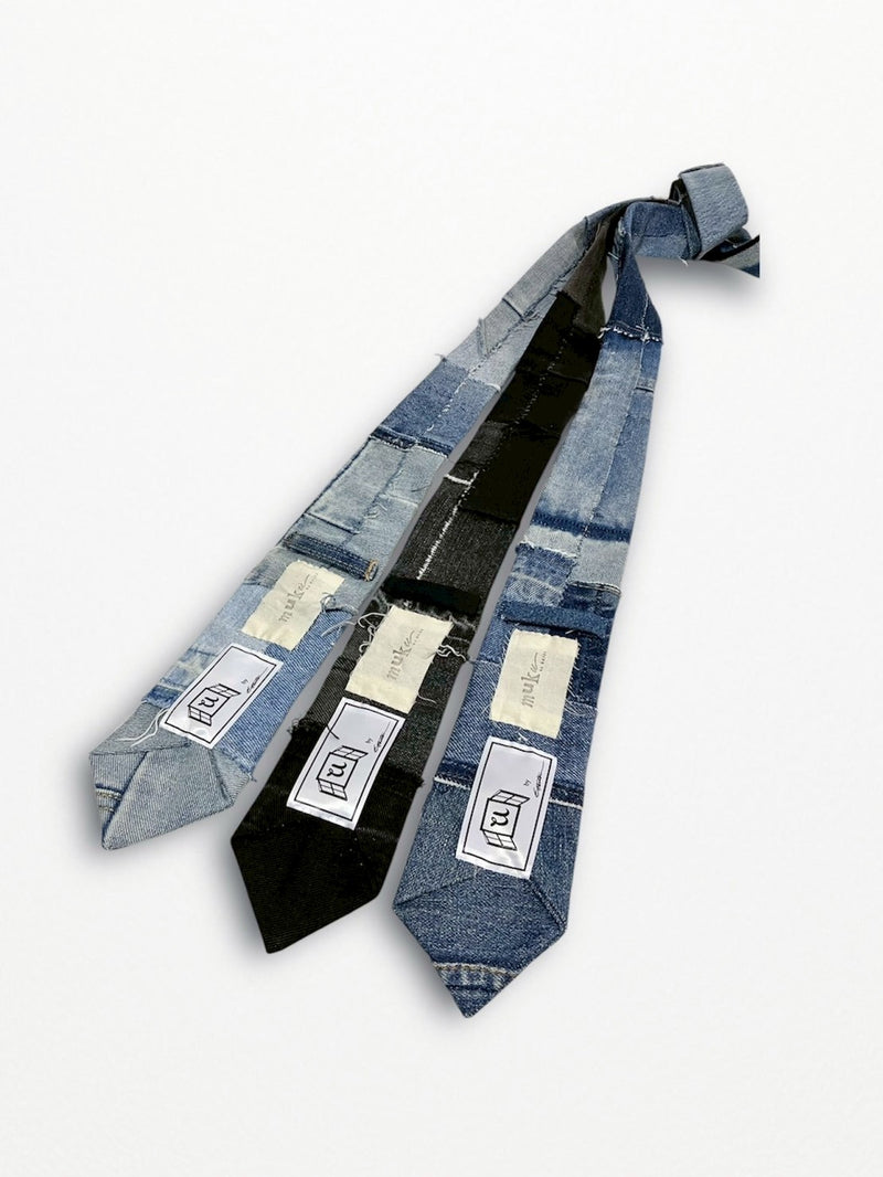 [2025G.W limited]U-BY EFFECTEN(ユーバイ エフェクテン)  × muku by SAICA  denim patchwork tie