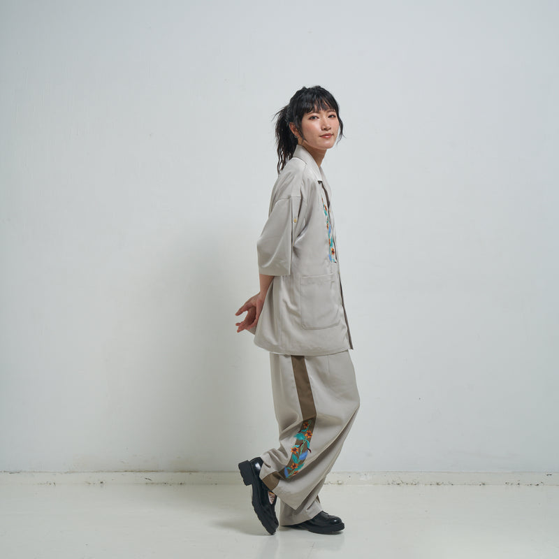 [2025 summer] EFFECTEN / Hibiscus embroidery open collar s/s shirts