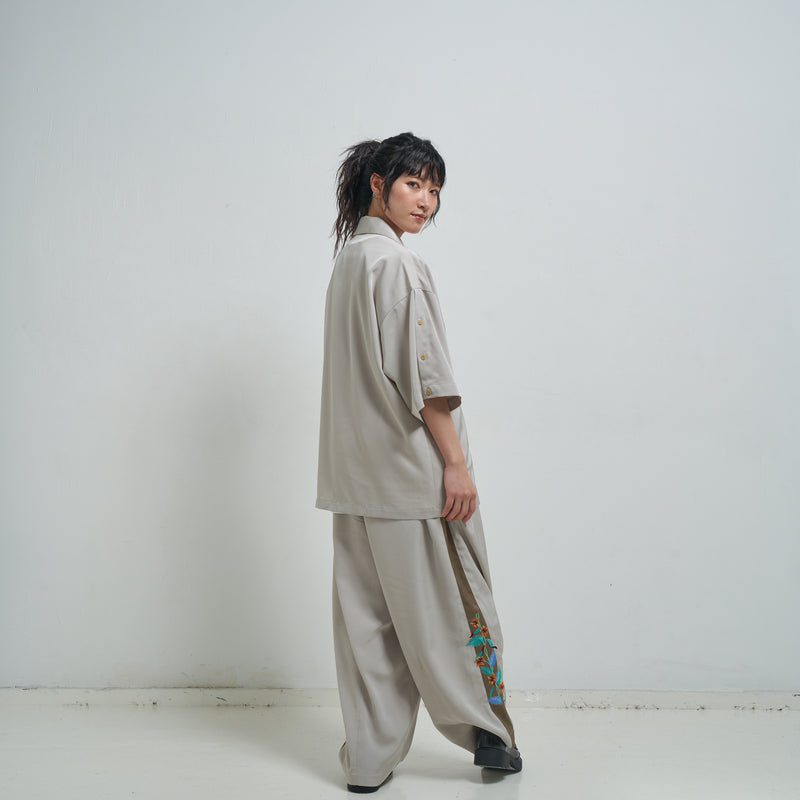 [2025 summer] EFFECTEN / Hibiscus embroidery open collar s/s shirts