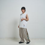 [2025 summer] EFFECTEN / Hibiscus embroidery line wide tapered pants