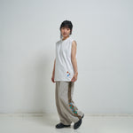[2025 summer] EFFECTEN / Hibiscus embroidery line wide tapered pants