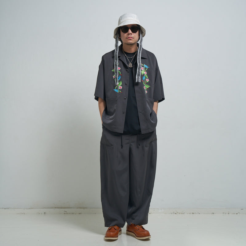 [2025 summer] EFFECTEN / Hibiscus embroidery open collar s/s shirts