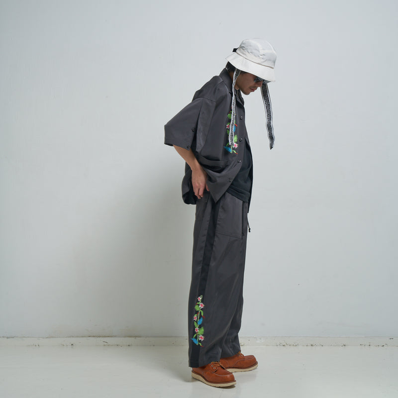 [2025 summer] EFFECTEN / Hibiscus embroidery open collar s/s shirts