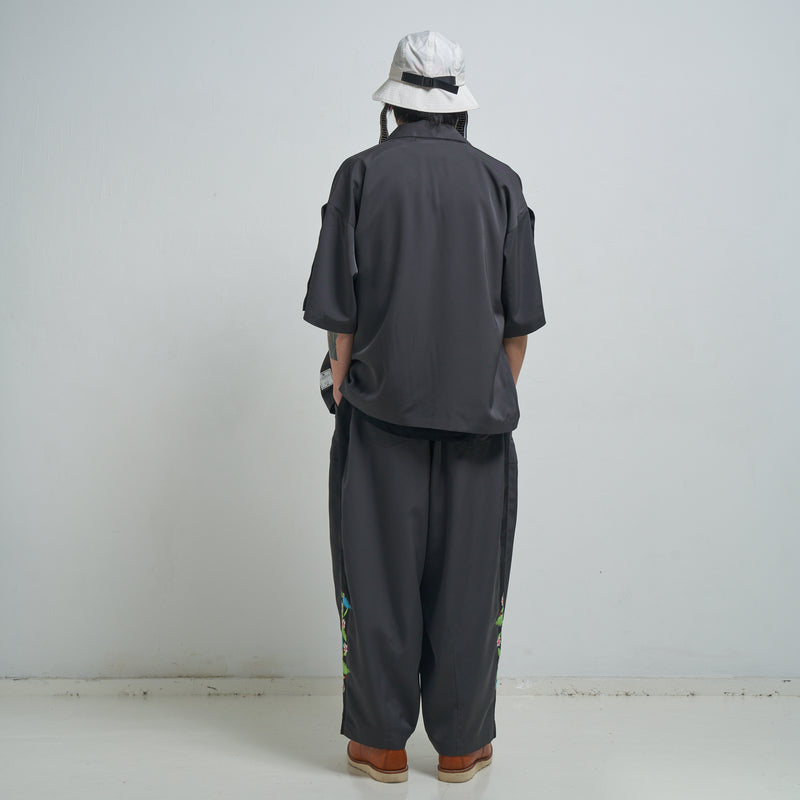 [2025 summer] EFFECTEN / Hibiscus embroidery open collar s/s shirts