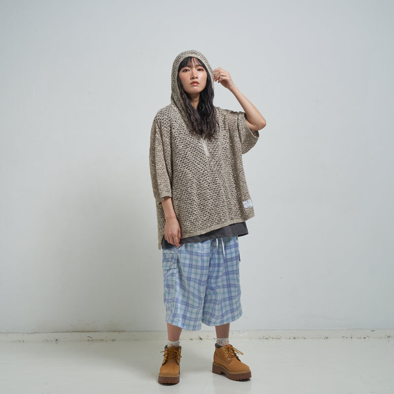 [2025 summer] EFFECTEN / Slab knit half zip hoodie