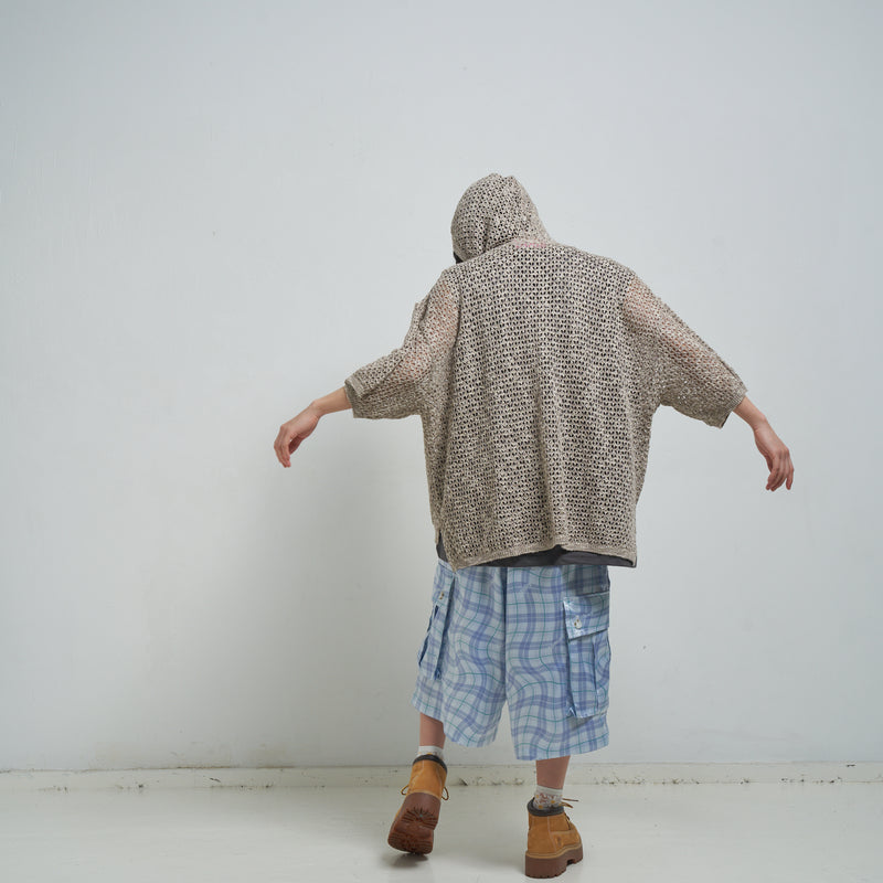 [2025 summer] EFFECTEN / Slab knit half zip hoodie
