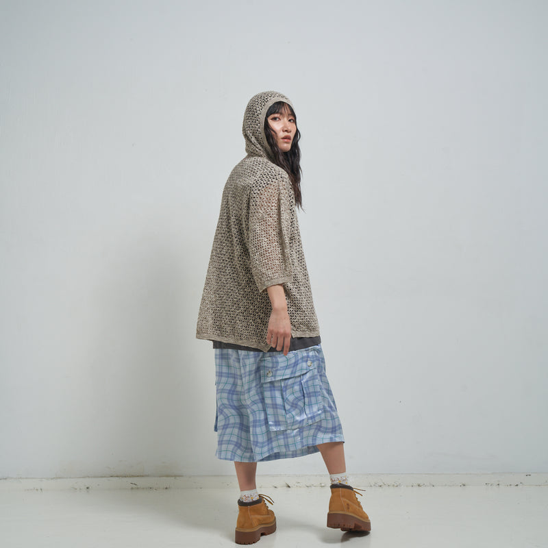 [2025 summer] EFFECTEN / Slab knit half zip hoodie