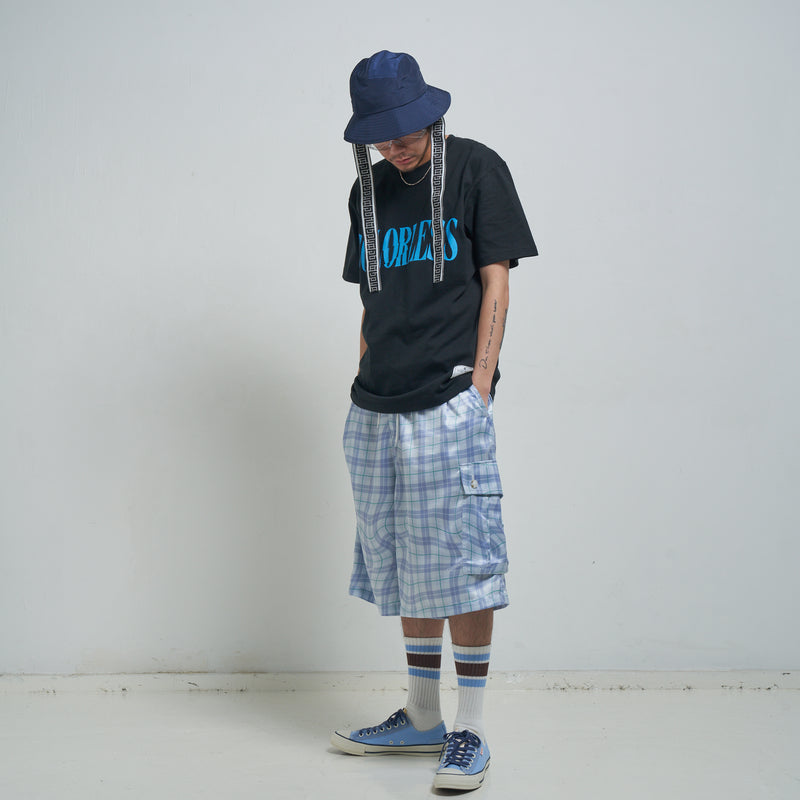 [2025 summer] EFFECTEN / Distorted check wide cargo short pants
