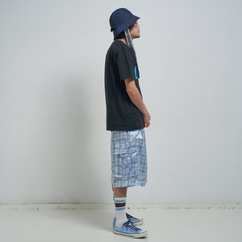 [2025 summer] EFFECTEN / Distorted check wide cargo short pants