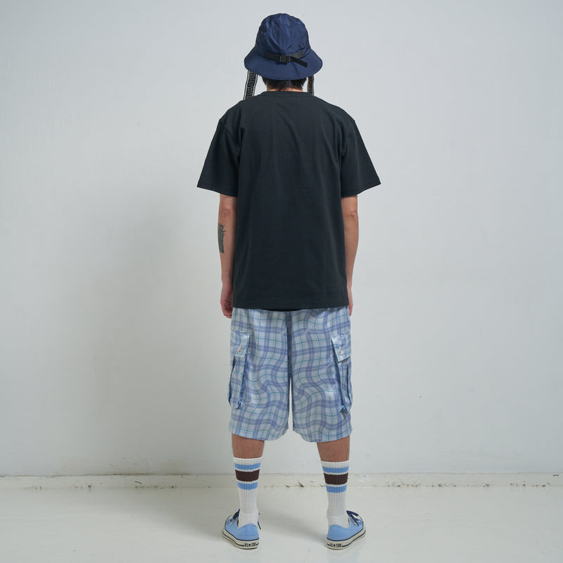 [2025 summer] EFFECTEN / Distorted check wide cargo short pants