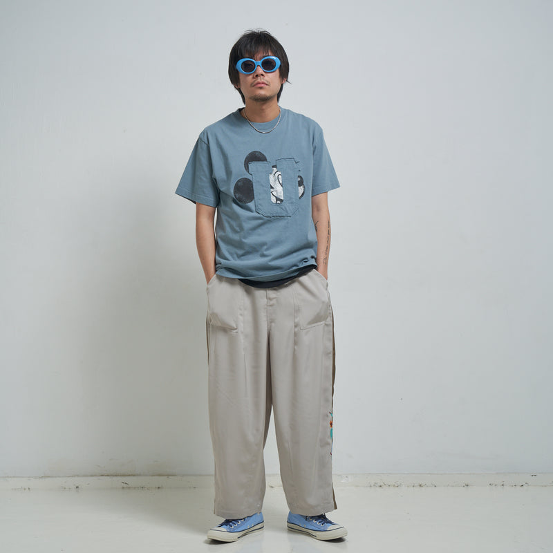 [2025 summer] EFFECTEN / Hibiscus embroidery line wide tapered pants