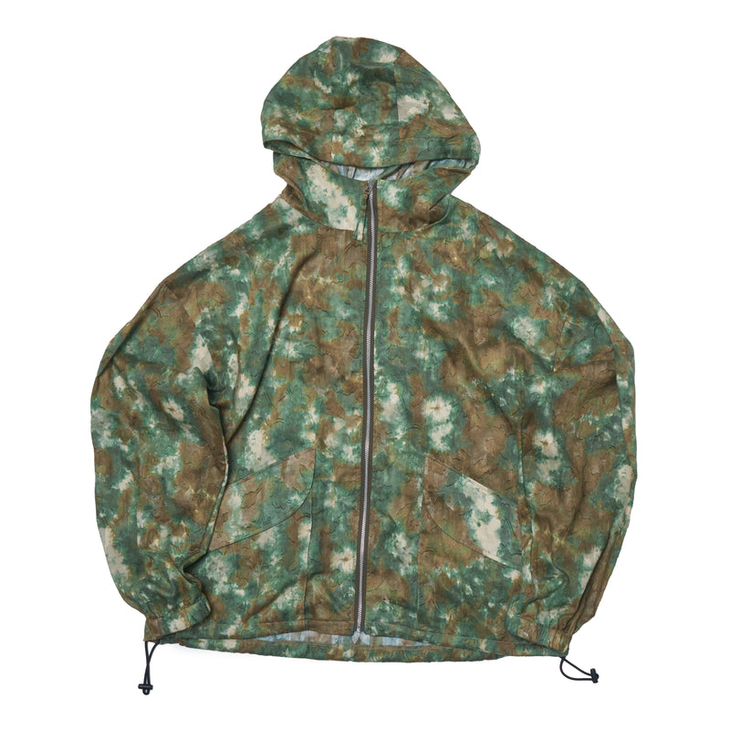 [2025 summer] EFFECTEN / Flower jacquard tie-dye sheer zip hoodie