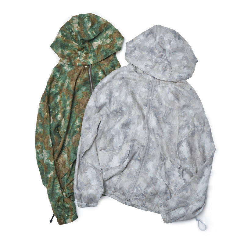 [2025 summer] EFFECTEN / Flower jacquard tie-dye sheer zip hoodie