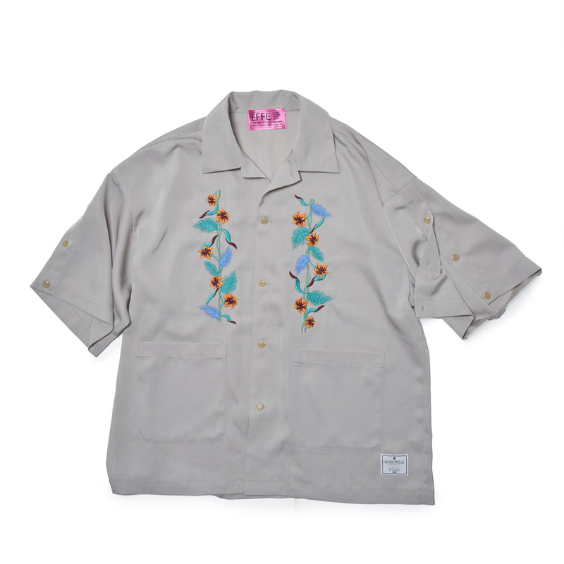 [2025 summer] EFFECTEN / Hibiscus embroidery open collar s/s shirts