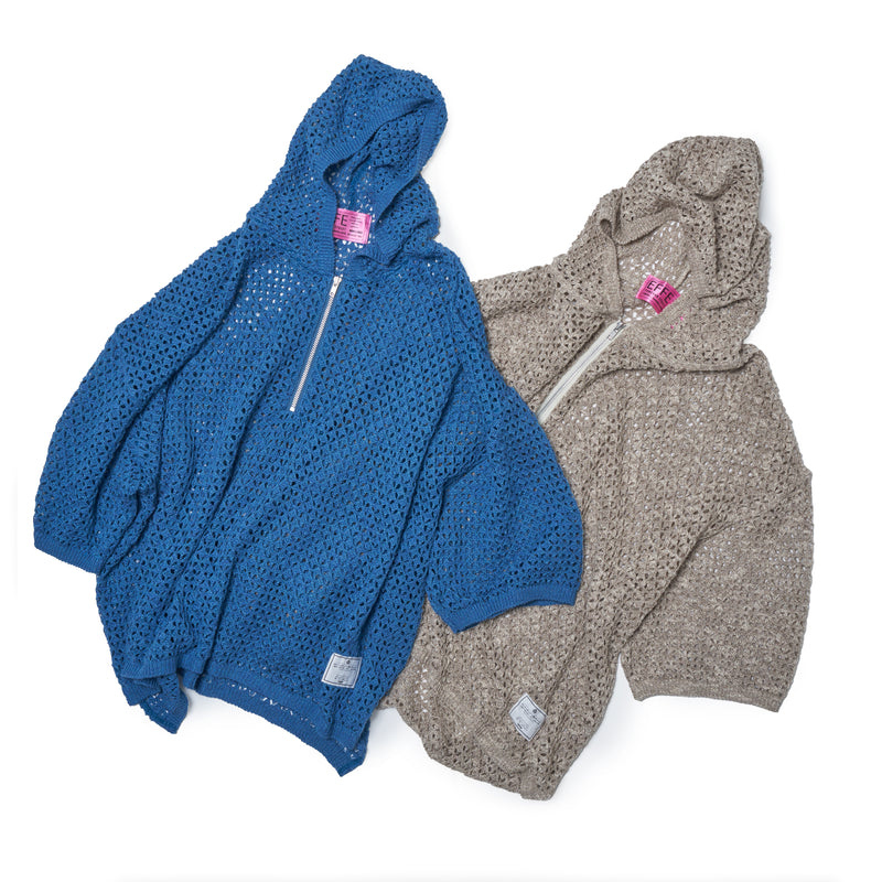 [2025 summer] EFFECTEN / Slab knit half zip hoodie