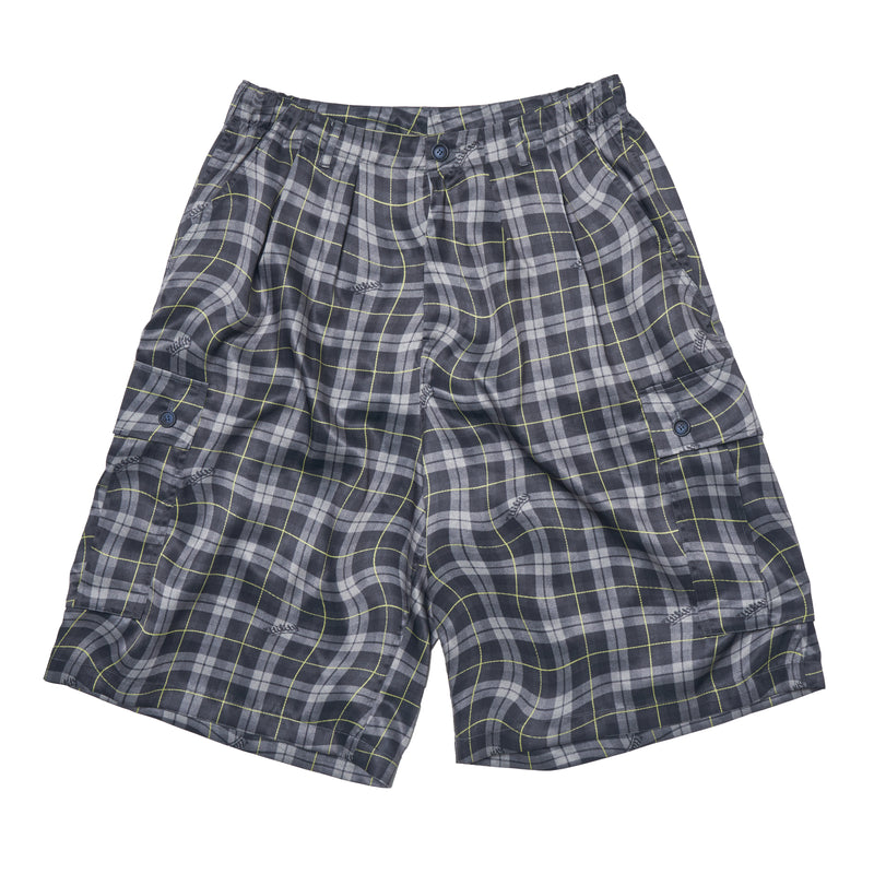 [2025 summer] EFFECTEN / Distorted check wide cargo short pants