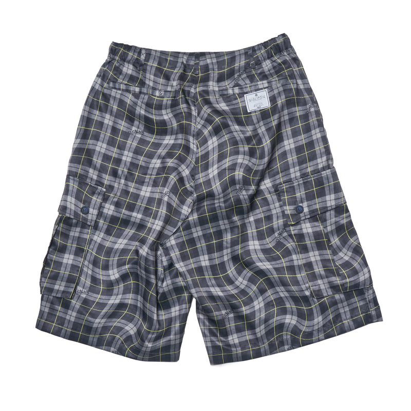 [2025 summer] EFFECTEN / Distorted check wide cargo short pants