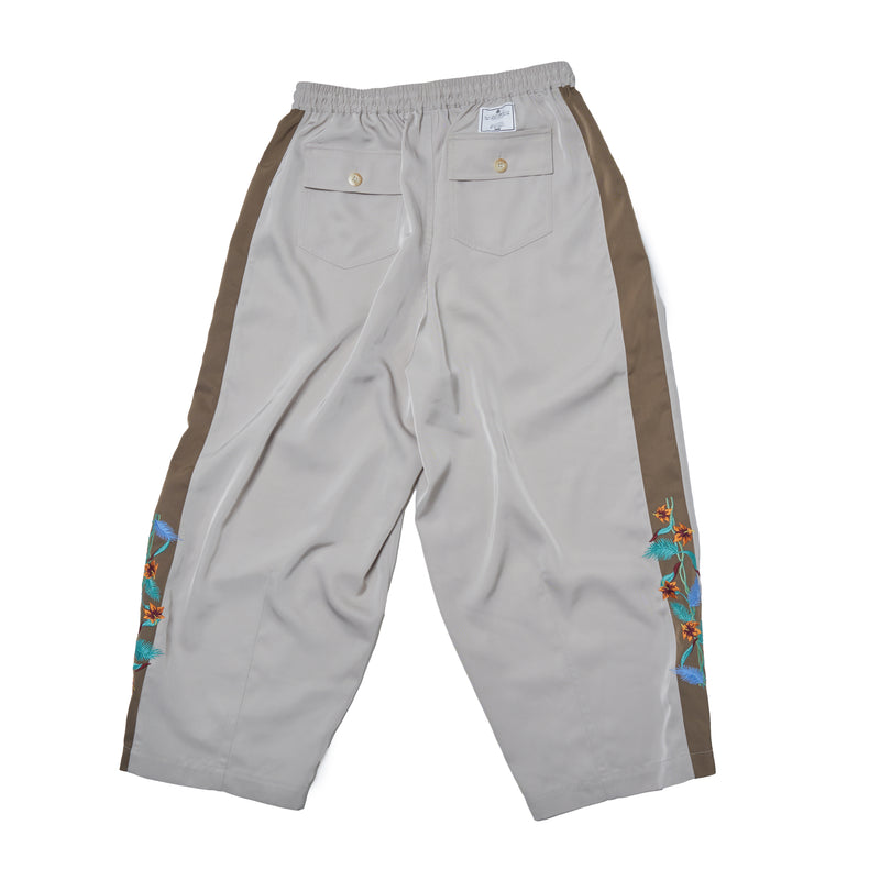 [2025 summer] EFFECTEN / Hibiscus embroidery line wide tapered pants