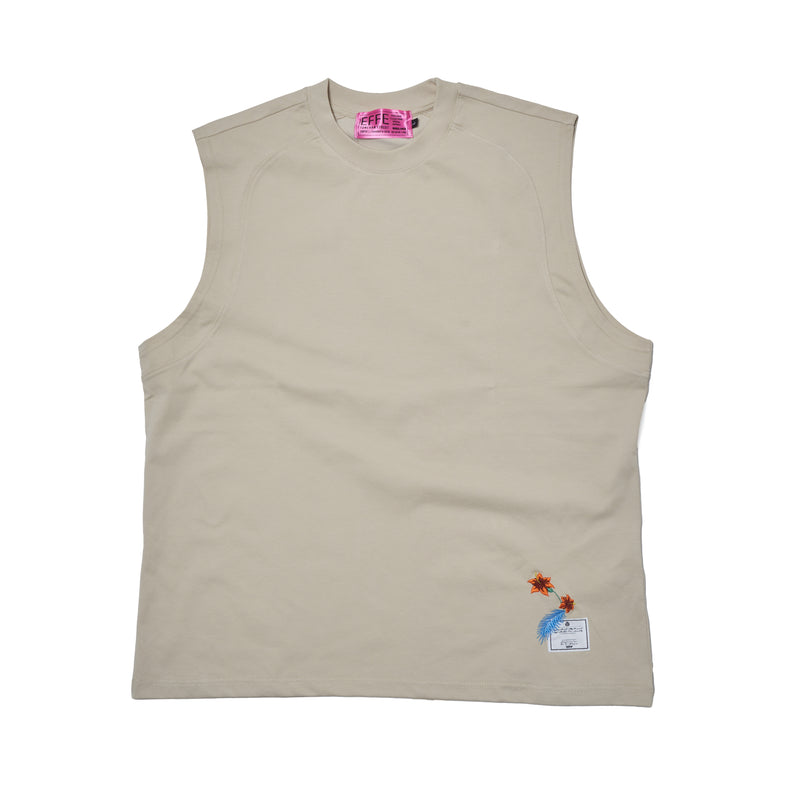 [2025 summer] EFFECTEN / Hibiscus embroidery sleeveless Tee