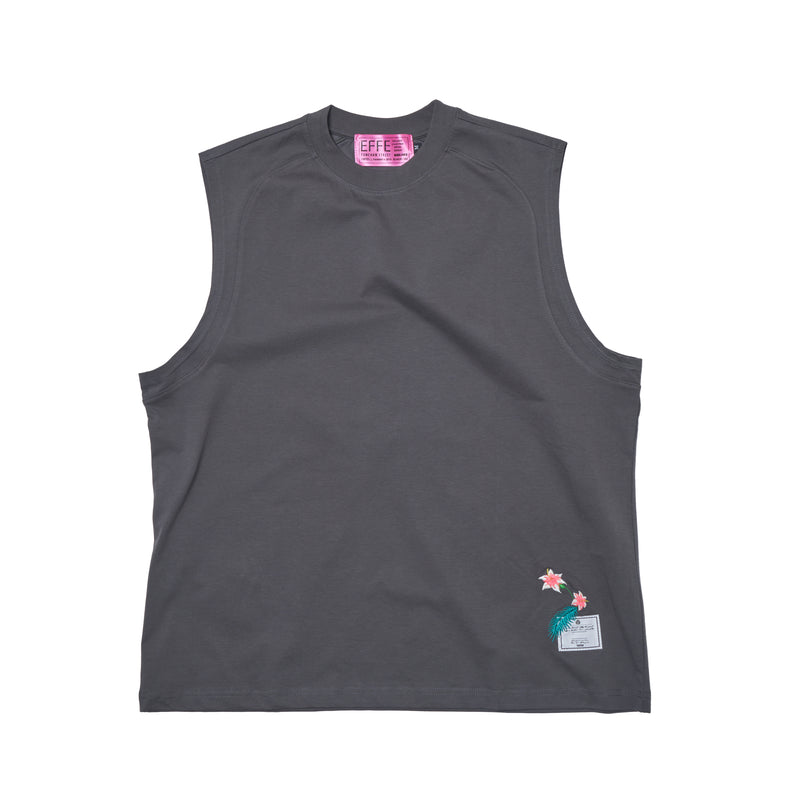[2025 summer] EFFECTEN / Hibiscus embroidery sleeveless Tee