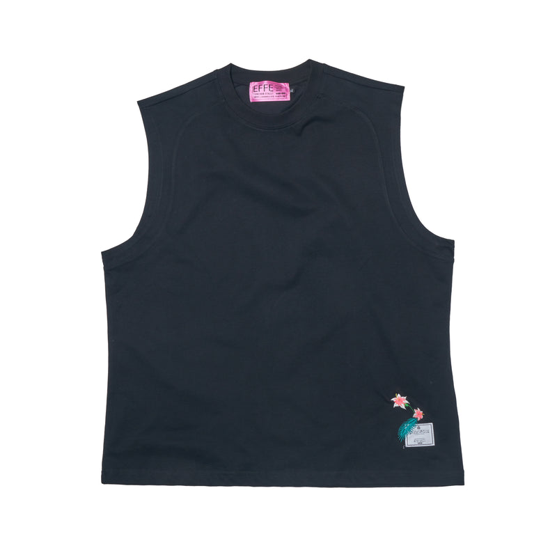 [2025 summer] EFFECTEN / Hibiscus embroidery sleeveless Tee