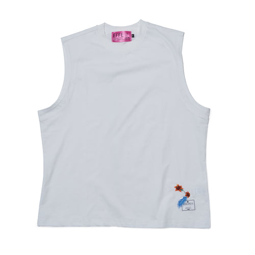 [2025 summer] EFFECTEN / Hibiscus embroidery sleeveless Tee