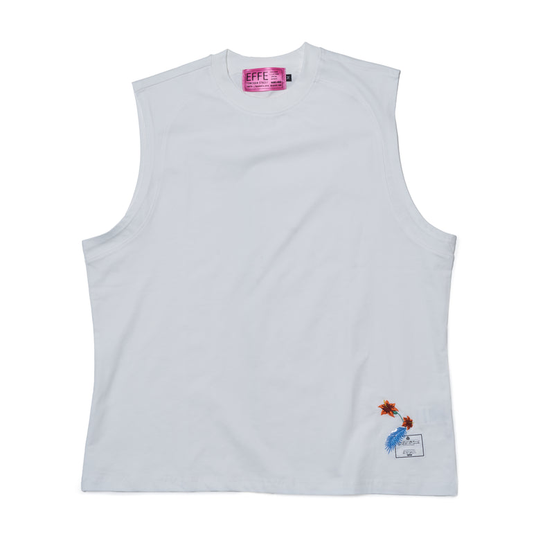 [2025 summer] EFFECTEN / Hibiscus embroidery sleeveless Tee