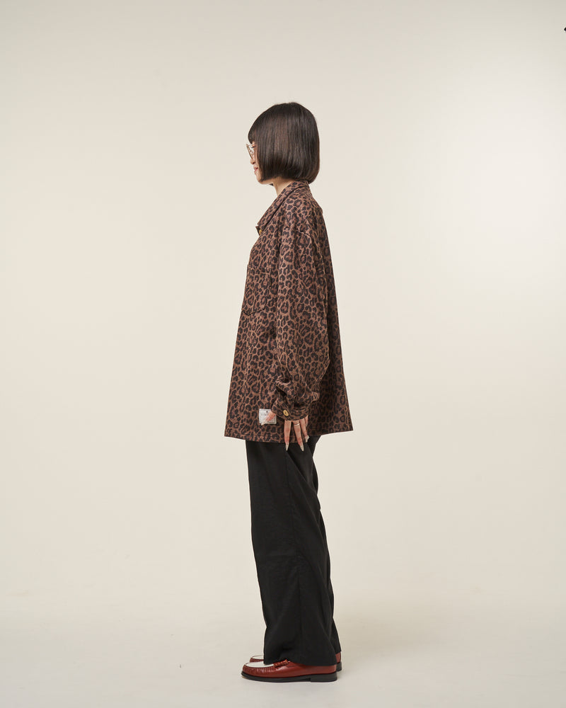 [2025 AW] EFFECTEN / Smooth velour wide shirts (Leopard)
