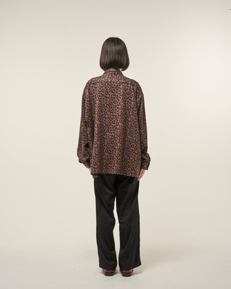 [2025 AW] EFFECTEN / Smooth velour wide shirts (Leopard)