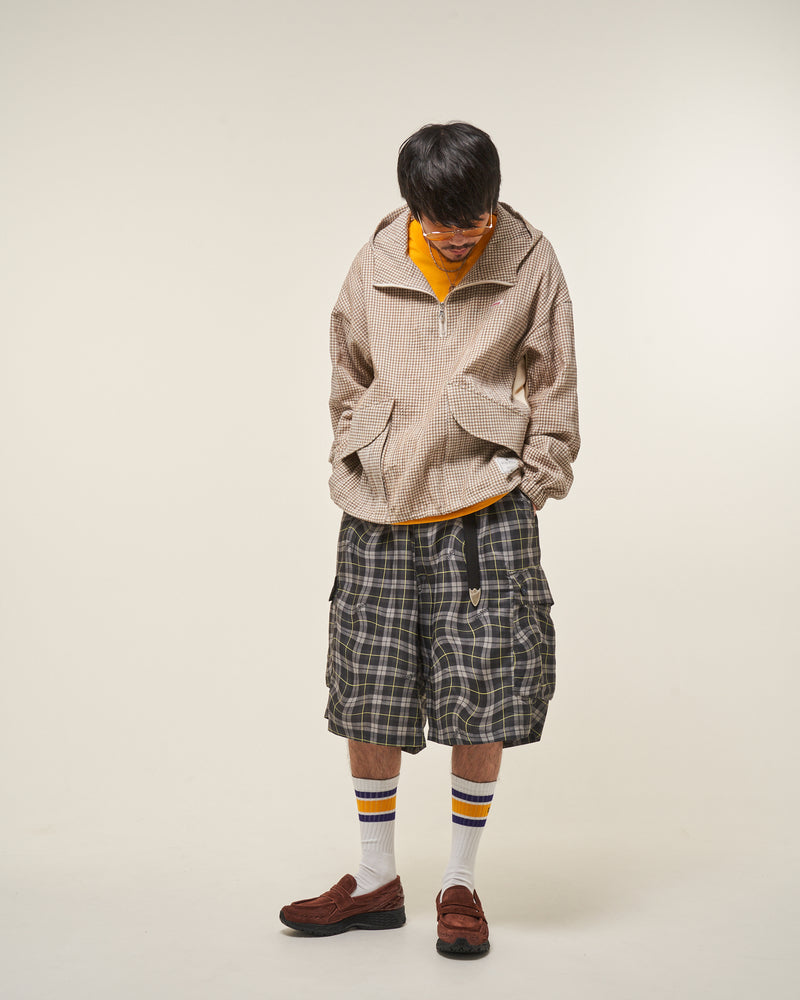 [2025 AW] EFFECTEN / Check half zip hoodie