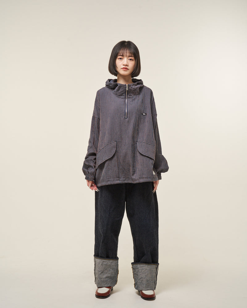 [2025 AW] EFFECTEN / Check half zip hoodie
