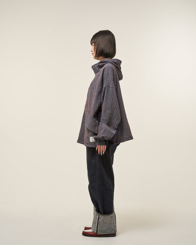 [2025 AW] EFFECTEN / Check half zip hoodie
