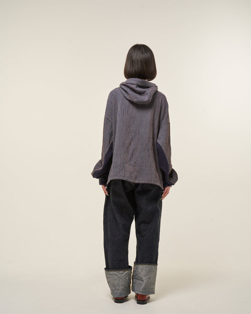 [2025 AW] EFFECTEN / Check half zip hoodie