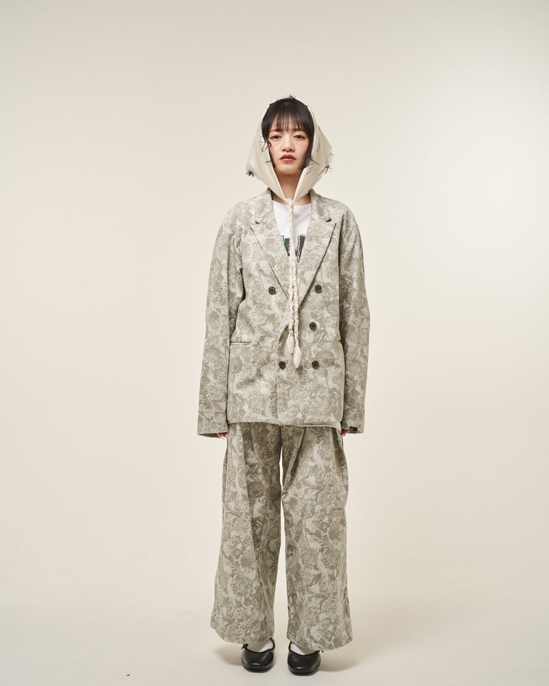 [2025 AW] EFFECTEN / Flower corduroy double breasted tailored jacket