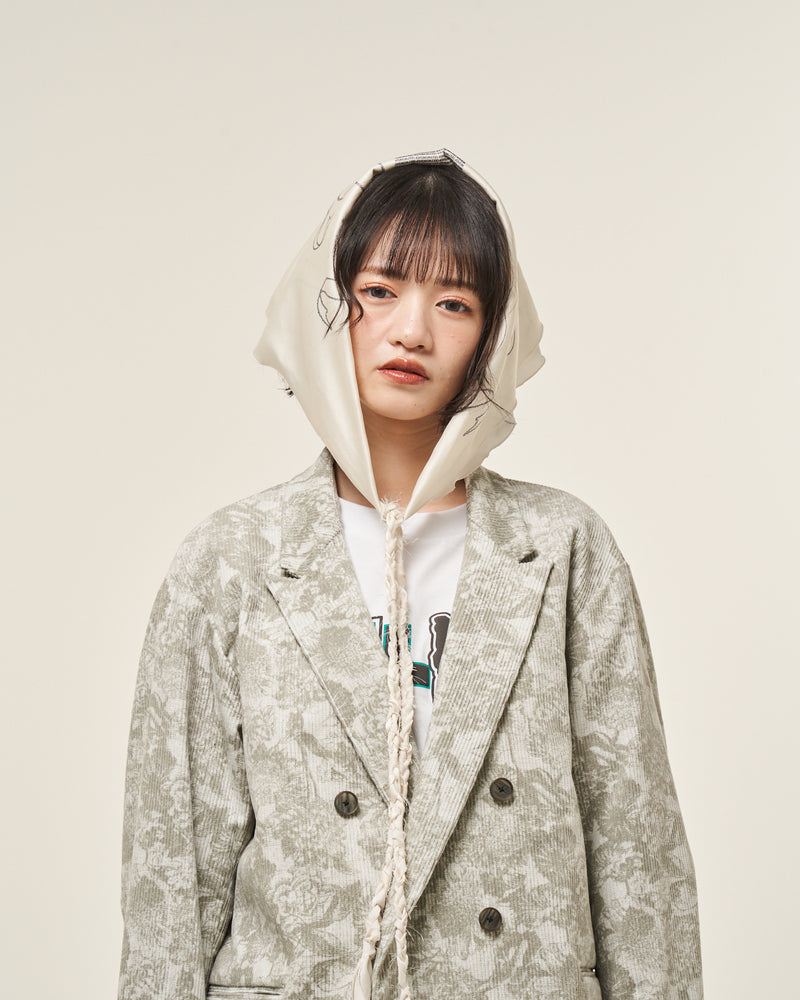 [2025 AW] EFFECTEN / Flower corduroy double breasted tailored jacket