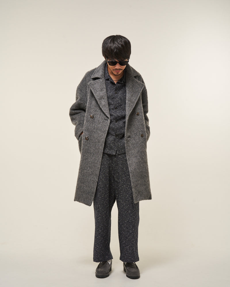 [2025 AW] EFFECTEN / Shaggy wool double breasted long coat